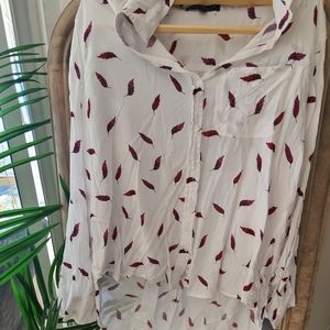 Feather print cotton blouse